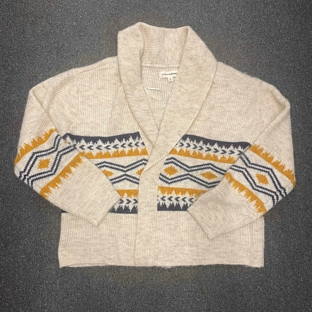 $119 Lucky Brand Wool Shawl Collar Open Front Cardigan Women’ Size M - Picture 3 of 16